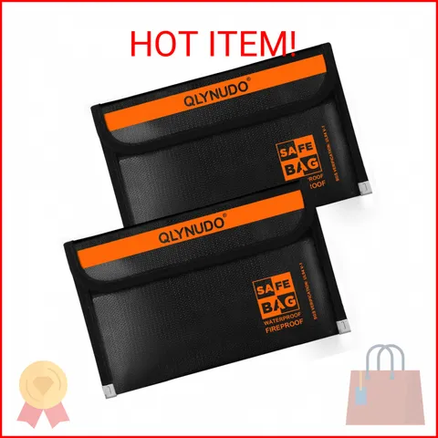 Fireproof Money Bag for Cash (2 Pack, 8x5"), Waterproof Document Pouch for Trave
