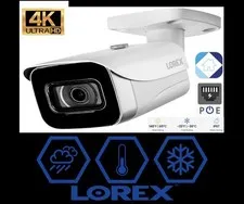 Lorex 4K Ultra HD IP PoE Add-On Indoor/Outdoor Bullet Security Camera E841CA-E