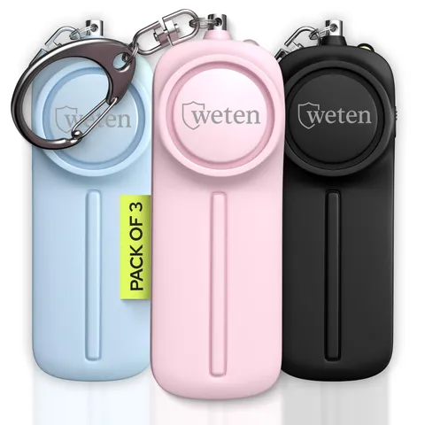 Personal Safety Alarm Keychain - 3 Pack 130dB Siren, LED Light, Panic Pin – C...
