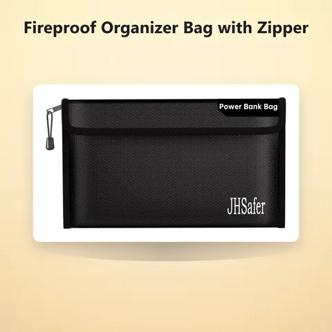 Fireproof Organizer Bag with Zipper, Black, 10.6 x 6.3 inch | Explosion-Proof...