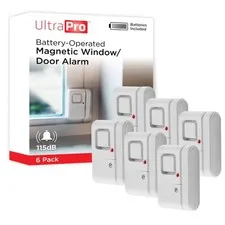 UltraPro Personal Security Window and Door Alarm, 6 Pack, DIY 6 White