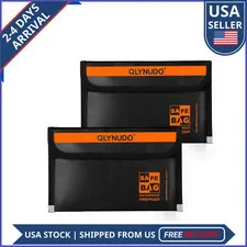 2 Pack Fireproof Money Bag 8x5 Waterproof Travel Document Pouch Black