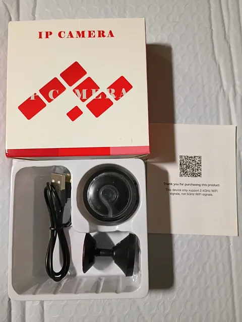 IP/Network Wireless Wi-Fi Indoor Surveillance Camera Black w/ Mount USB C Cable