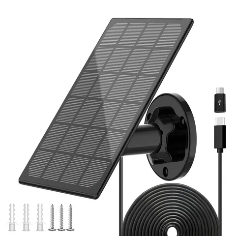 Solar Panel for Outdoor Camera, IP66 Waterproof Solar Charger, Continuous Sol...