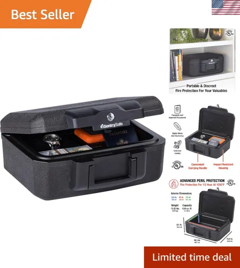 Black Fireproof Money Safe - Secure Storage for Valuables, 0.18 Cu. Ft