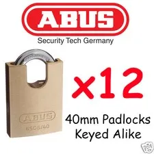  Padlocks KEYED ALIKE ABUS 40mm concealed Shackle x12  BULK LOT High quality