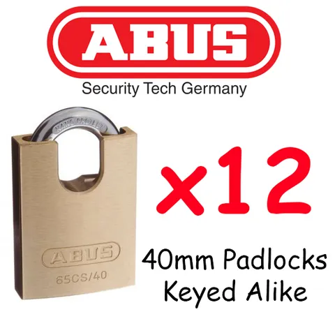  Padlocks KEYED ALIKE ABUS 40mm concealed Shackle x12  BULK LOT High quality