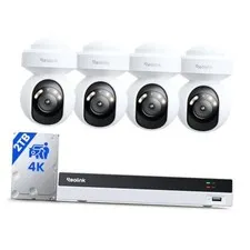 4K Security Camera System with PT Auto-Tracking, 355°Pan 50°Tilt, 4K PoE