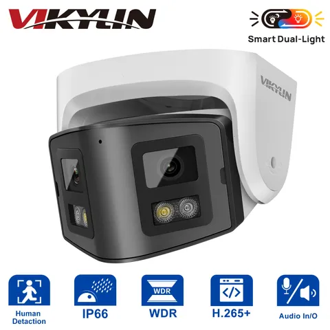 VIKYLIN 4MP HD POE IP Camera Dual Lens 180° View Panoramic Outdoor Night Vision