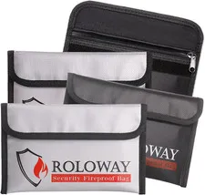 ROLOWAY Small Fireproof Bag , Non-Itchy Fireproof Money Bag, 4-Pack