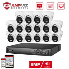 Anpviz 16 Channel 12MP 4K PoE NVR Security Camera System with Two Way Talk