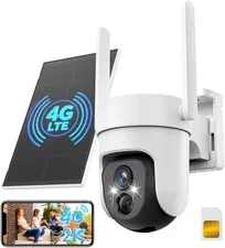 GNCC 4G LTE Cellular Solar Security Camera Wireless Outdoor, No WiFi Needed, SIM