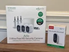 (NEW) 2019 Arlo HD 3-Camera Wireless Indoor/ Outdoor Security System+Doorbell
