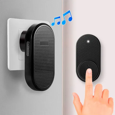 Waterproof Wireless Doorbell Chime & Plugin Receiver Kit 500Ft Range Home Black