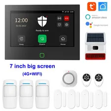 New 7 Inch 4G & WiFi Home Alarm Host System Wireless GSM Big Screen Touch Panel