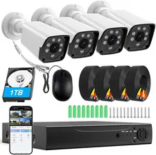 H.265+ Wired Security Camera DVR Kit System with AI Human Vehicle Detection, 4X