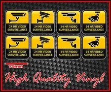 CCTV WARNING SIGN STICKER 24 HOUR VIDEO SURVEILLANCE BRAND NEW SET OF EIGHT