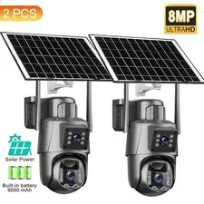 4MP Solar Wireless WiFi Outdoor Pan/Tilt Home Security Camera Dual-Lens