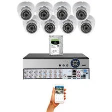 Evertech  16 Channel 8 Dome Security Camera System 2TB H.265 Surveillance DVR
