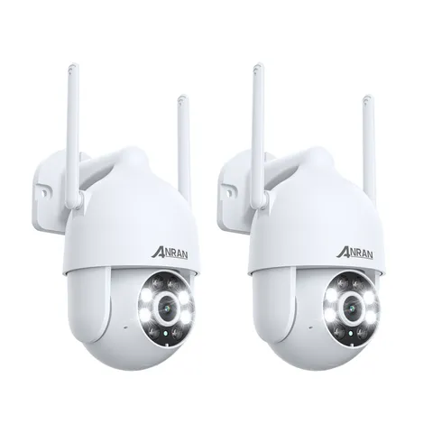 2 Pack Wireless Pan/Tilt Security Camera System Outdoor Audio Color Night Vision