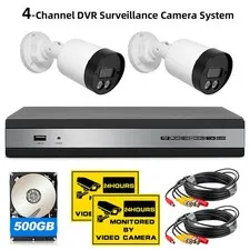 4CH DVR Security Camera System 5MP Cameras 500GB HDD 15M Coaxial CCTV Cable Kit