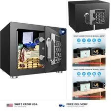 Small Home Safe, 6.7”D x 9”W x 6.7”H, Electronic Keypad Lock Security Box for...