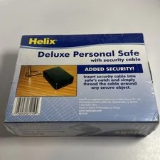 New Helix Deluxe Combination Lock Portable Safe Black Security Cable 8”x6”x2.5”