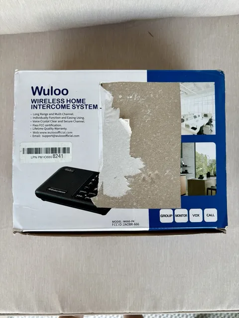 Wuloo Wireless Home Intercom System - 4 Unit Pack Multichannel W666-P4 - Black