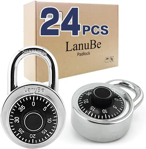 LanuBe Lock Standard Dial Combination Lock 2" Wide Different Combinations, 24pk