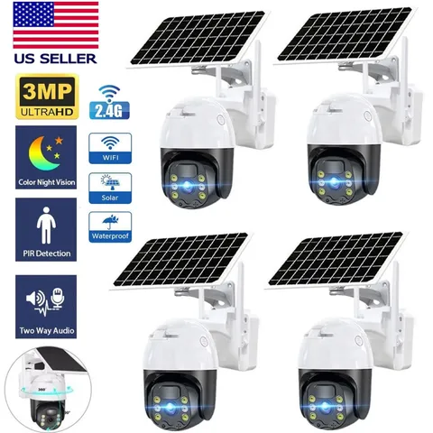 WiFi6 Wireless Security Camera Syetem Solar Battery Powered 3MP IP65 PTZ 4PACK