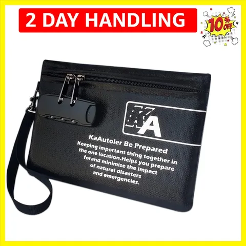 Small Fireproof Bag with Lock, Waterproof Money Bag with Zipper Pouch Envelop...