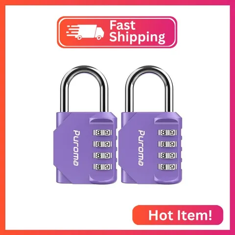 Puroma 2 Pack Combination Lock Locker 4 Digits Combo Padlock Gym Purple
