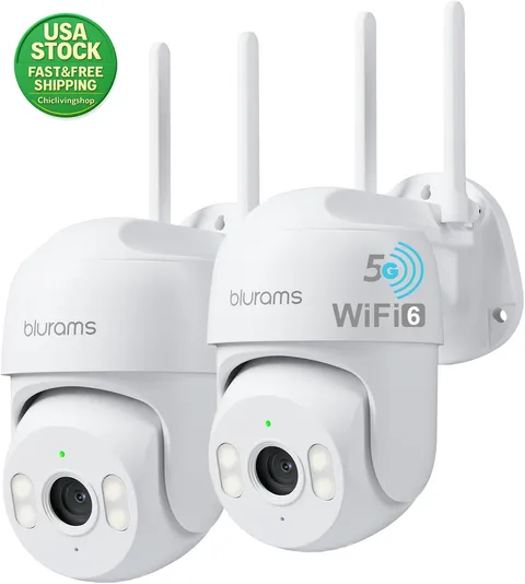 2 Pack  Outdoor Security Camera 2K PTZ Wired Wifi 6 Color Night Vision