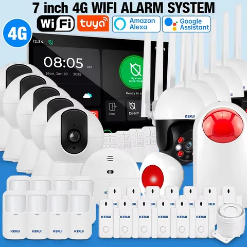 7 inch Full Touch Screen Alarm System 4G WIFI Home Alarm 433mhz Tuya Smart Burgl