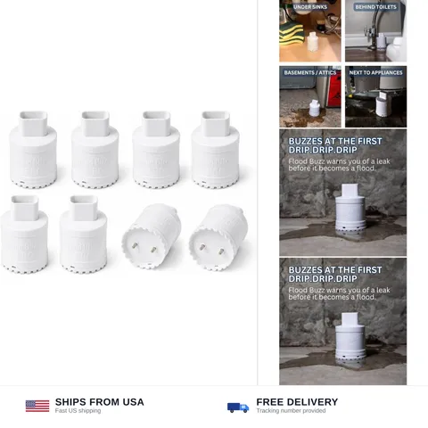 Flood Buzz Pro Water Leak Detectors for Homes & Businesses - 8-Pack