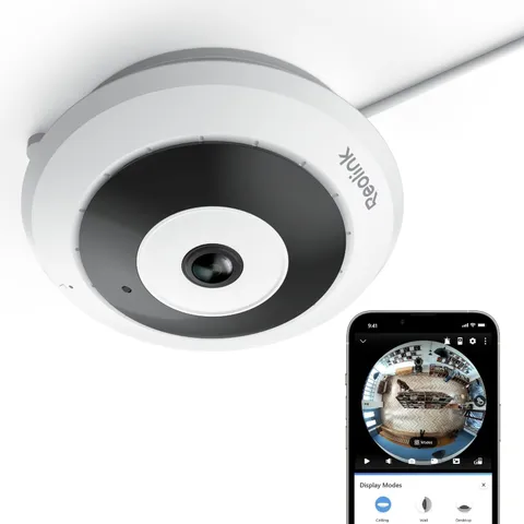 REOLINK WiFi Security Fisheye Camera, 2K+ 6MP 360° Panorama, 2.4/5GHz White