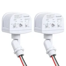 2 Pack 240-Degree Replacement Motion Sensor, Adjustable LUX(5-300) & Time & D...