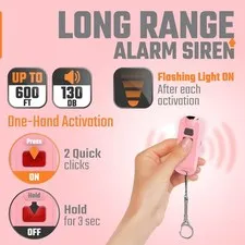 Reliable Waterproof Personal Alarm Keychain - 130dB Safety Siren in Pink