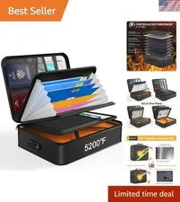 5200℉ Fireproof Document Box, 16.1x 11.4x4.3 Inch Waterproof and Fireproof Do...