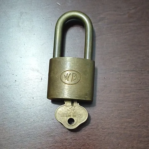 WB Brass Keyed Padlock, Brass Finish, Key Lock Mechanism, 1-Pack w/ 1 Key