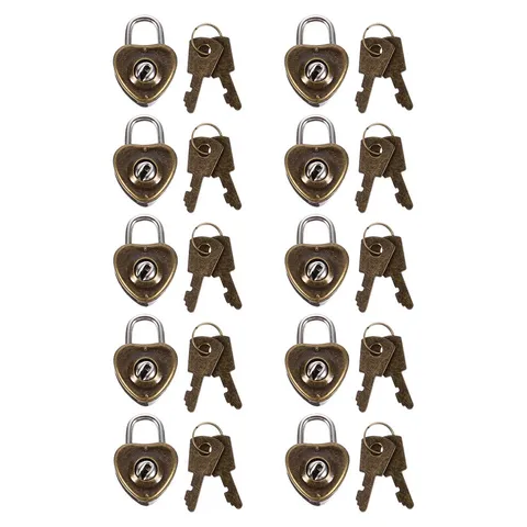 10Pcs Heart Shape Mini Padlocks Rustproof Iron Travel Locks for Suitcase