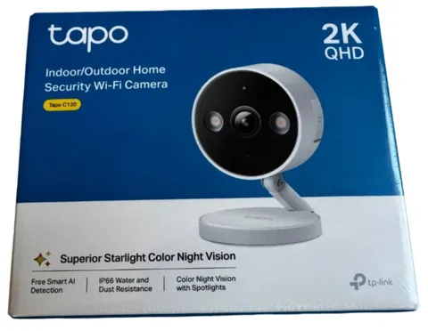 TP-Link Tapo 2K QHD Indoor Outdoor Home Security WiFi Camera (C120) - NEW SEALED