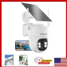 VIZIUUY 3MP Solar Security Camera Wireless Outdoor, 360° PTZ, Night Vision