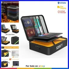 Fireproof Document Box with Lock 15x11x4.3 Inch Waterproof 8-Layer Heat