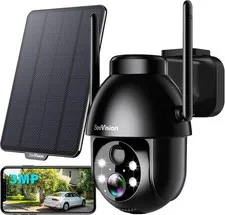 SeeVision Outdoor WiFi PTZ Solar Battery Camera 2K 3MP Color Night Vision - NEW