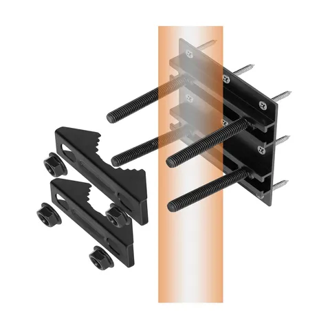 Pole Mount Bracket, Metal Outdoor Antenna Mount, Black Heavy Duty Sign Mounti...