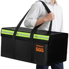 Large Fireproof Document Bag for Home Safe Storage, 24 x 12 x 12in, Black