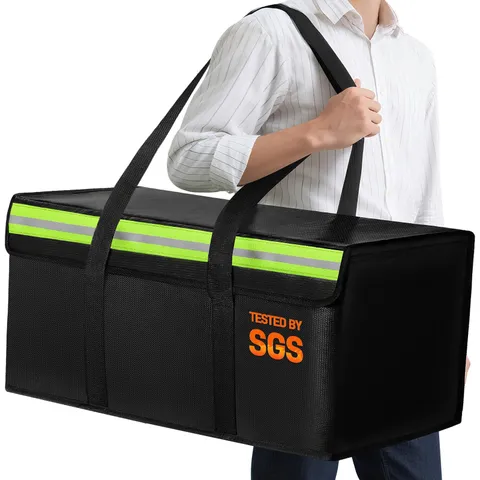 Large Fireproof Document Bag for Home Safe Storage, 24 x 12 x 12in, Black