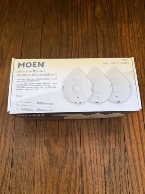 Water Leak Detector Smart Flo Sensor Alarm 3 Pack White Moen 920-005 Home