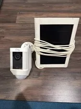 Ring Spotlight Cam With Solar Panel Wireless 1080p Alexa Outdoor Camera White